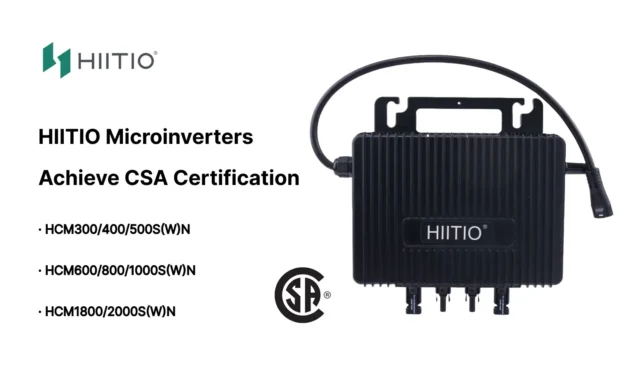 HIITIO Microinverters Achieve CSA Certification